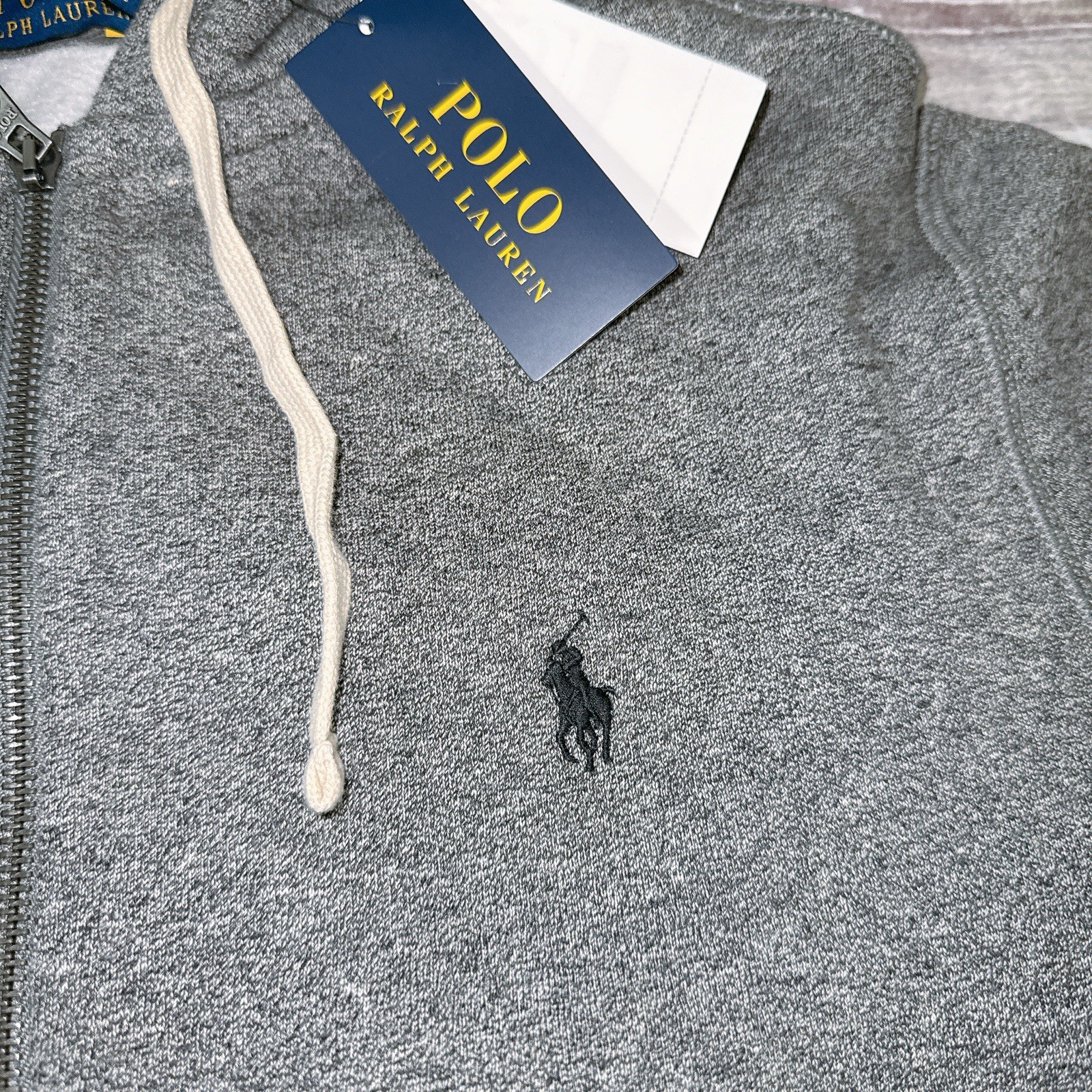 Polo Ralph Lauren Pile Full Zip Felpa con Cappuccio Giacca Grigio Taglia M Nero Pony (D4)