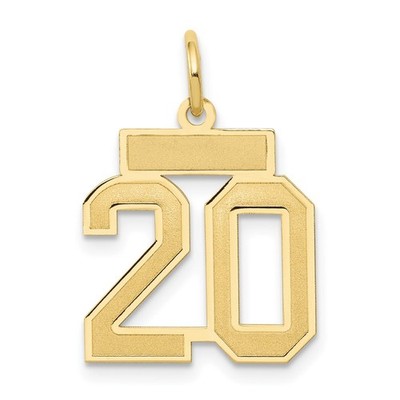 14 Karat Gelbgold kleine Satin Zahl 20 Anhänger Halskette Damen
