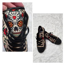 Radd Happy Rose Sugar Skull Canvas Sneakers Size Mens 8 Womens 9.5