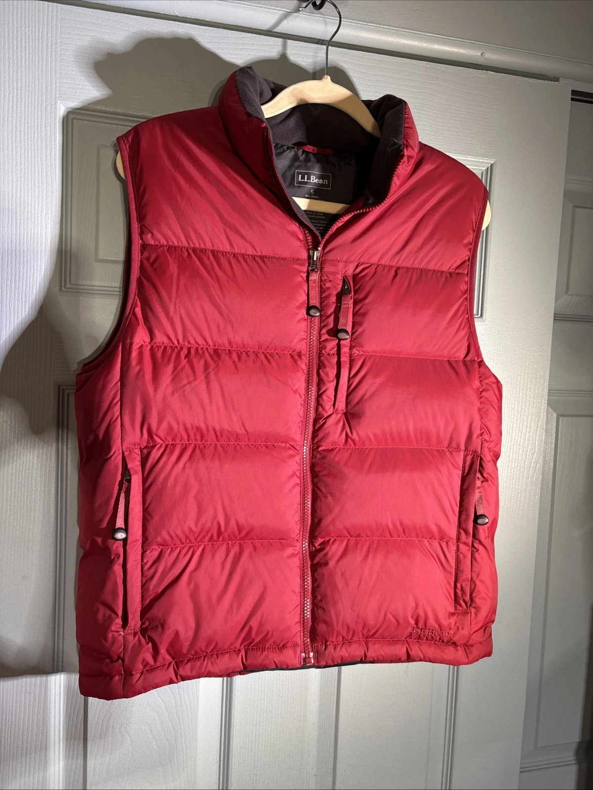 L.L.Bean Goose Down insulated Puffer Vest Men’s Small Red Full Zip Outdoor