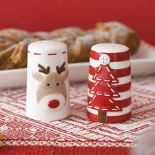 2Pcs Christmas Salt and Pepper Shakers Jar for Birthday Housewarming Wedding