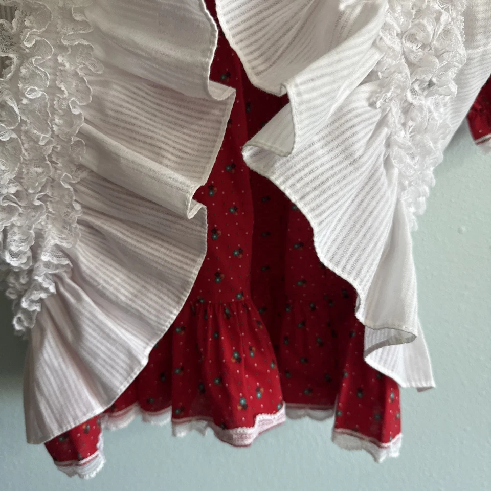 Vintage BRYAN & CO Dress Girl 6 Christmas Lace Floral 1980"s USA - Image 3 of 4