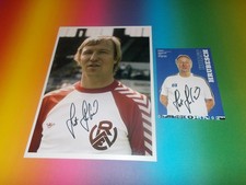 Horst Hrubesch Rot Weiss Essen signed autograph 20x28 photo + postcard