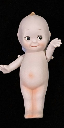 Vintage Shackman Bisque Pudgie Doll 5” Kewpie Blue Wings Jointed Arms Orig Box