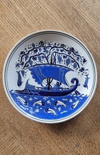 Vintage Lindos Keramik Hand Made Decorative Plate Rodos Greece Ship 9 1/2"