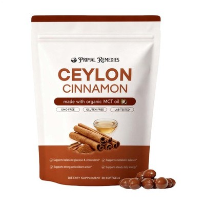 Ceylon Cinnamon Softgels, Ceylon Cinnamon Soft Gels 7200Mg Equivalent with Mct O