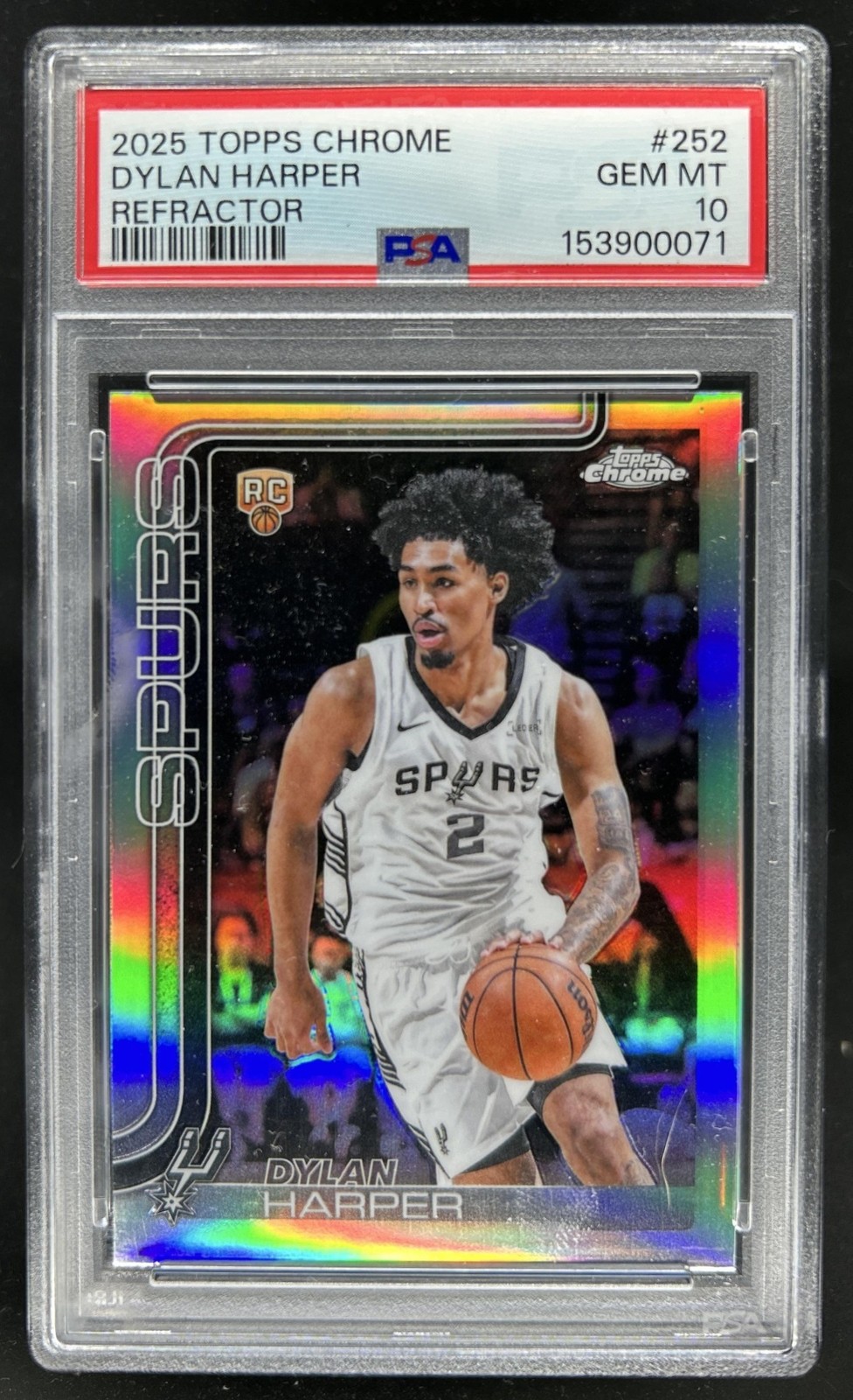 2025-26 Topps Chrome Dylan Harper RC Refractor Rookie #252 Spurs PSA 10 GEM MINT