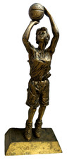 Old Style Girl Basketball Player Resin Trophy-Style 10 3/4" Tall Figurine