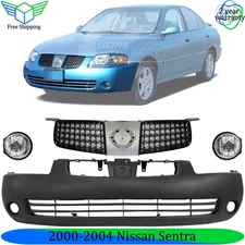 Front Bumper Cover Fascia & Grille Assembly Kit For 2000-2004 Nissan Sentra