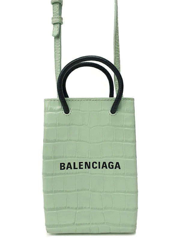 Balenciaga Shopping Phone Holder Bag 593826 Shoulder Bag Green Black #T1314