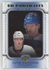 2019-20 Upper Deck UD Portraits Platinum Blue Oliver Wahlstrom 49/25 New York