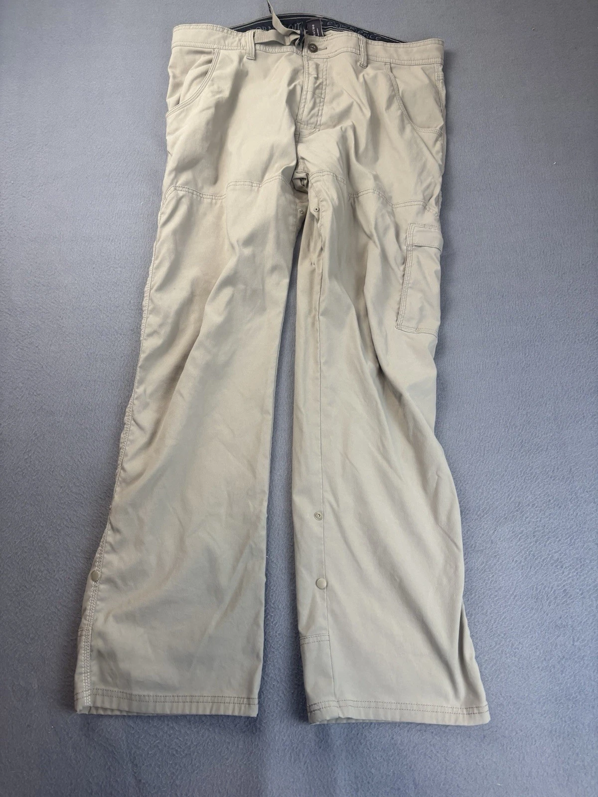 Prana Zion Pant II Mens Tan Stretch Belted Roll Up Hiking Cargo Pants Size 38x32