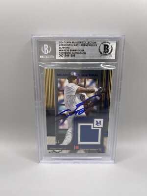 Sammy Sosa Signed 2024 Museum Collection Meaningful Materials Card Beckett Auto
