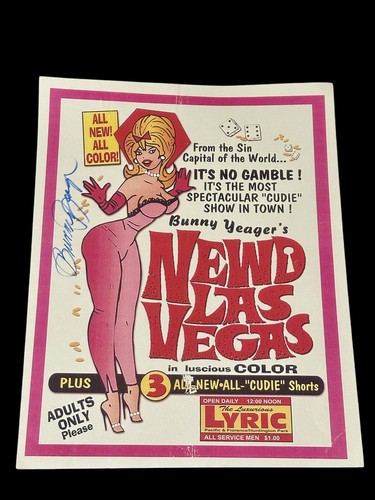 Bunny Yeager Newd Las Vegas Burlesque Signed Autograph 11x14 Lobby Card Photo - 第 1/1 張圖片