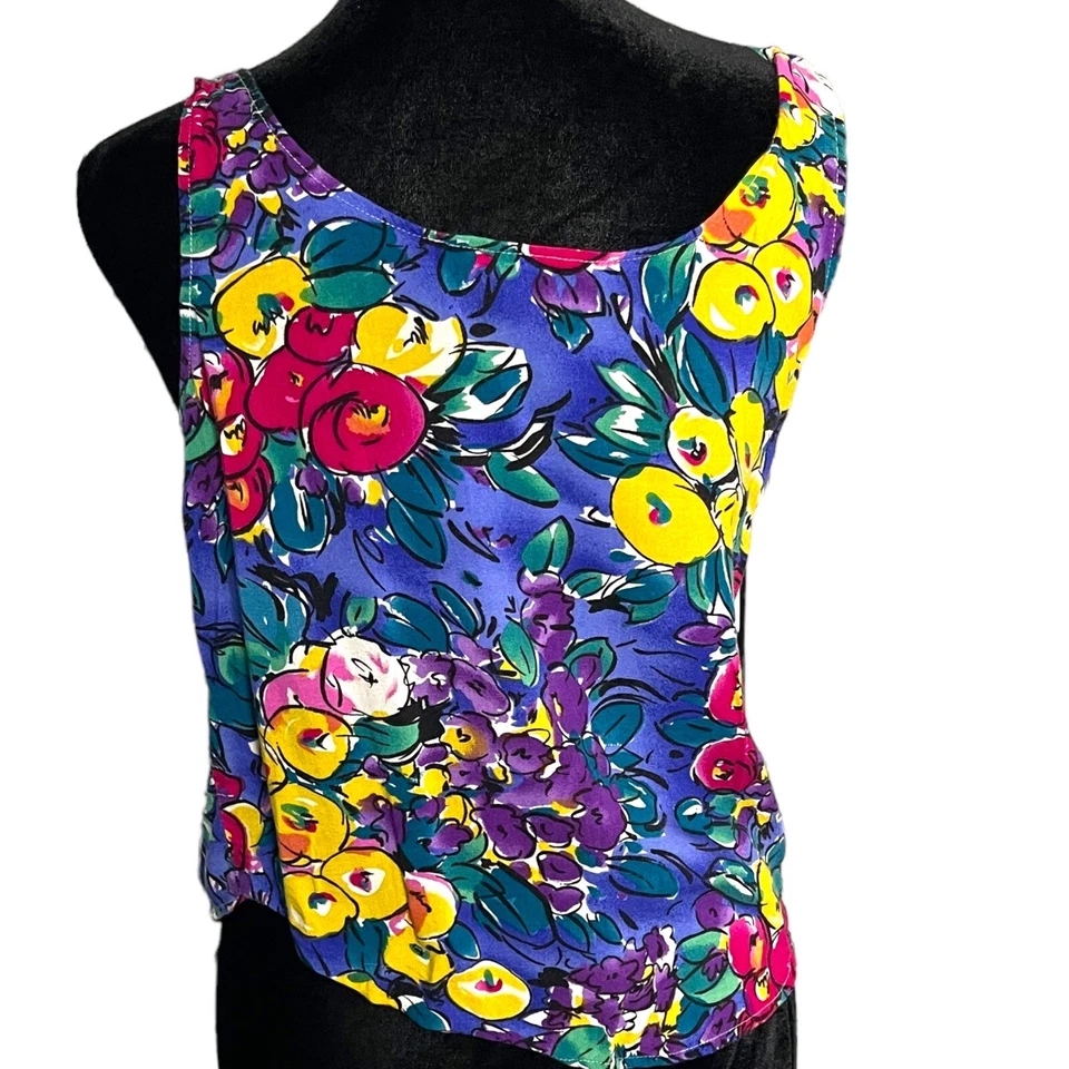 Camiseta sin mangas recortada multicolor sin mangas vintage envolvente EE. UU. para mujer Y2K fruta Foto 4 de 4