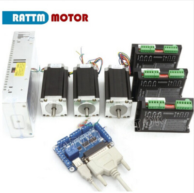 3-Axis Nema23 112mm CNC Stepper Motor Dual Shaft 425oz-in 3A+CW5045 Driver 50VDC