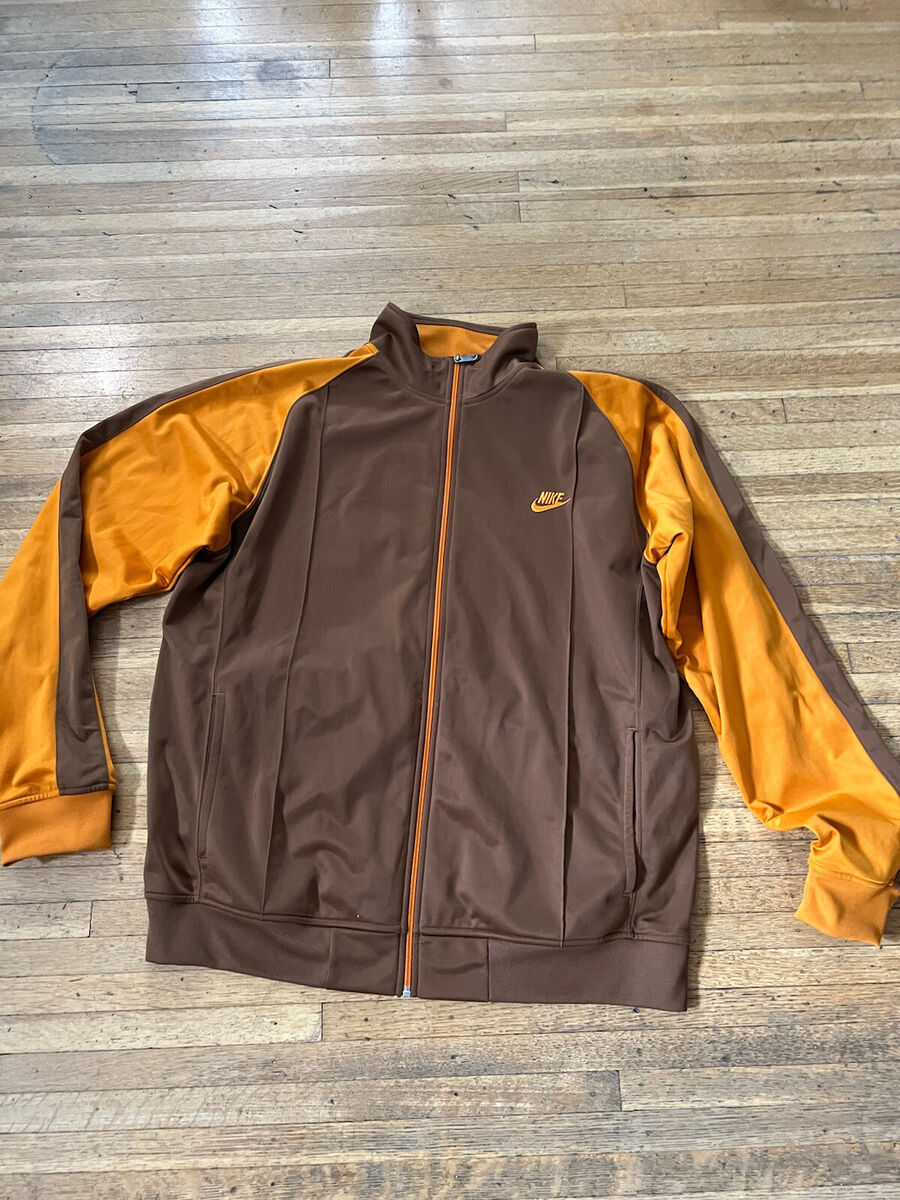 vtg Nike mens XXL satin track jacket brown orange Y2K 2000 vtg Nike mens XXL satin track jacket brown orange Y2K 2000
