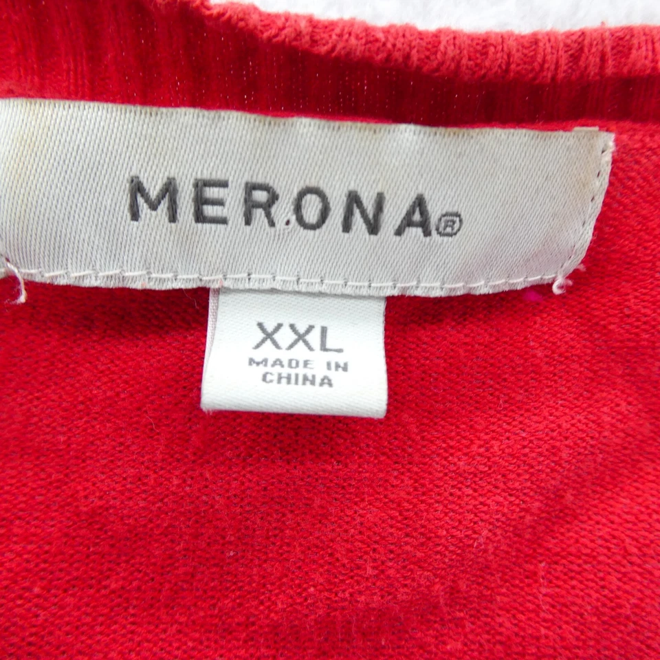 Suéter Merona XXL Mujer Rojo Frente Abierto Cárdigan Capa Tejido 2XL Top Preppy Foto 4 de 4