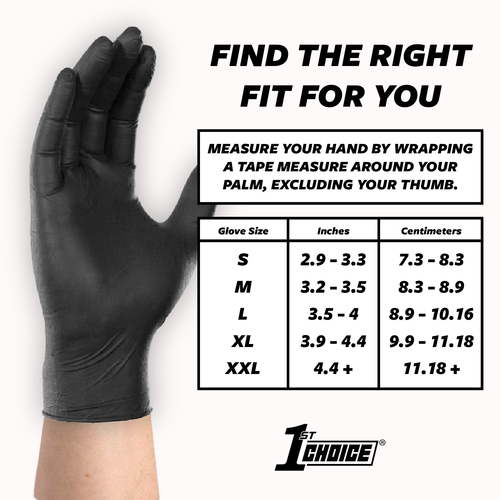 1st Choice Medium Duty Black Nitrile Gloves for Auto & Detailing, 5 mil, L, 200 - Picture 6 of 7