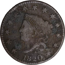 1820 Sm. Date Large Cent ~ VG Detail