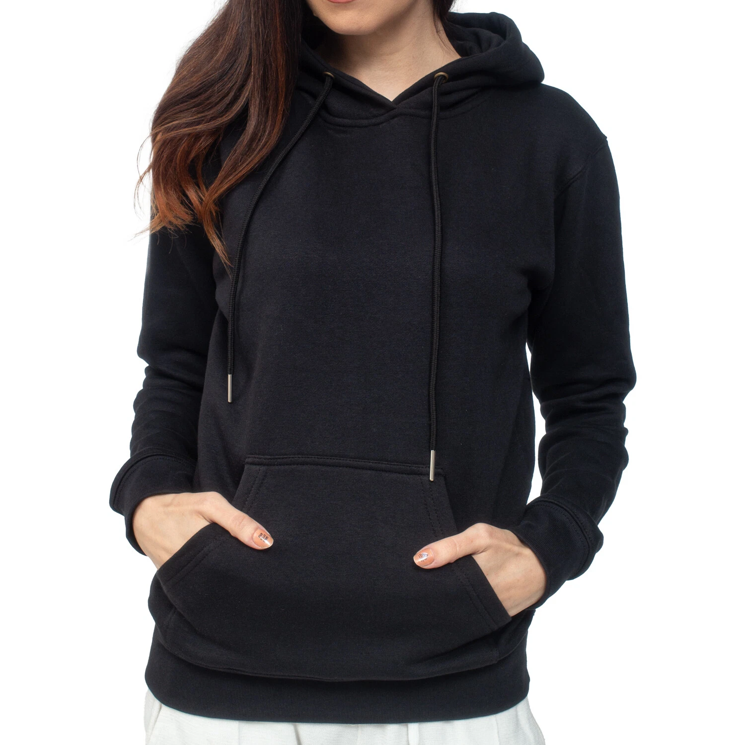 OFF WHITE Felpa con cappuccio in pile da donna pullover morbido felpa comoda manica lunga