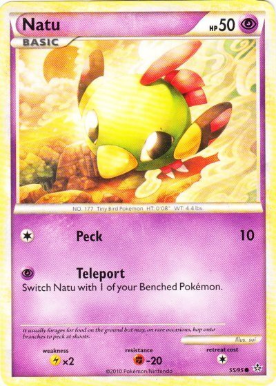 Pokemon - Natu - 55/95 - Common - HS Unleashed - NM