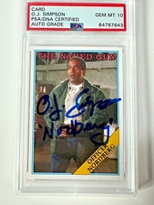 OJ Simpson Autographed Naked Gun  Set Card PSA/DNA GEM MINT 10 Auto