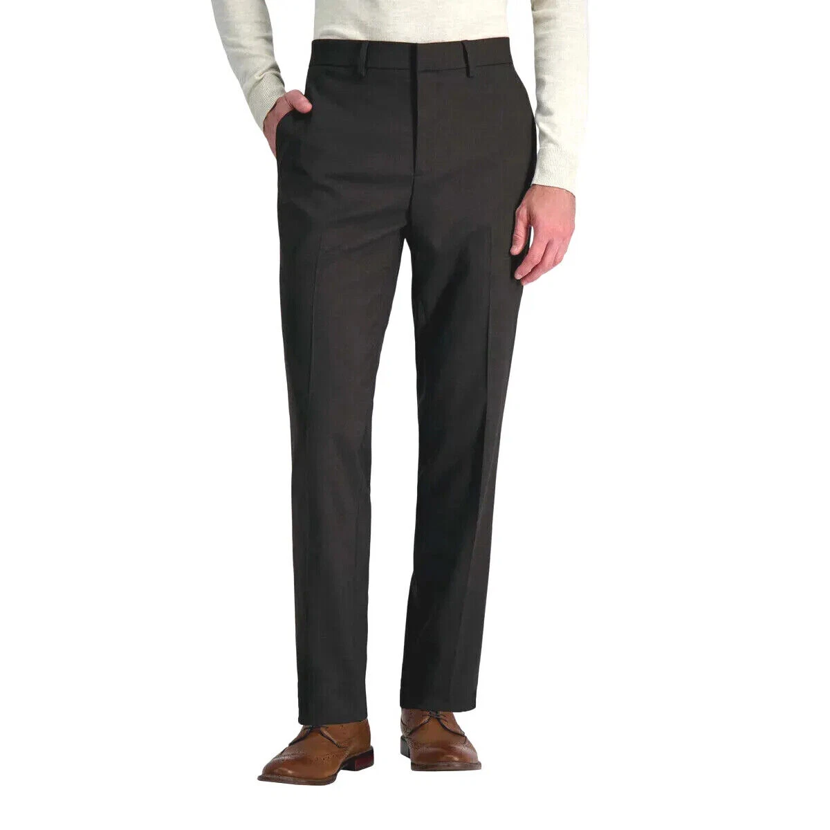 Haggar Men's Slim-Straight Premium Flex Dress Pants, Brown, 30x29