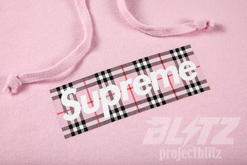 SUPREME X BURBERRY BOX LOGO HOODED SWEATSHIRT PINK M 2XL SS22 HOODIE