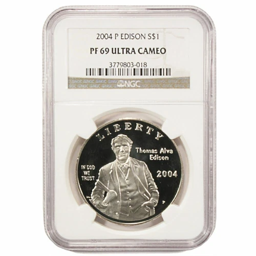 2004 U.S. Thomas Edison Comm. Proof Silver Dollar CERTIFIED NGC PF69 ULTRA CAMEO