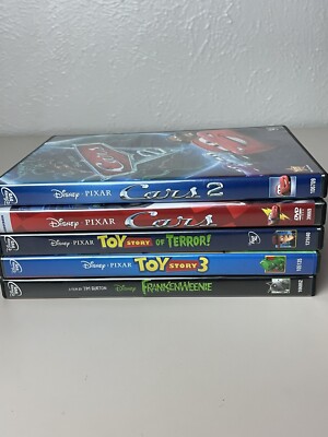 lot of 5 disney dvds movies car cars 2 frankenweenie toy story and