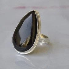 Natural Black onyx Ring,Stacking Ring,925 Sterling Silver,Cluster Ring,Gift