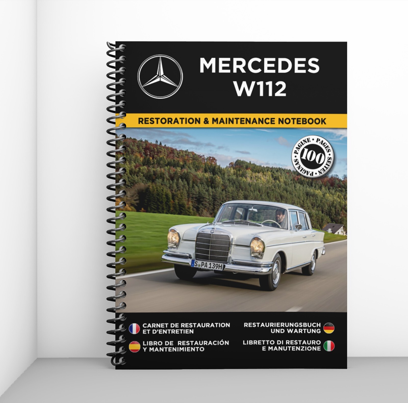 Carnet de restauration Mercedes W112 livre de suivi d entretien format A4 pour ancienne Pagode