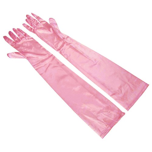 Women's Evening Party Formal Gloves 22" Long Black White Satin Finger Mittens - Picture 19 of 31