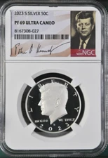 2023 S Kennedy Silver 50C NGC PF 69 Ultra Cameo Signature Label GKEN