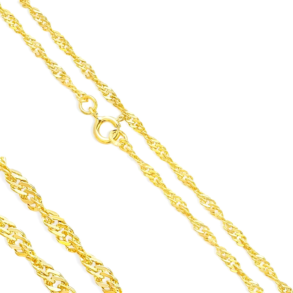 Chaîne maille Singapour pour femme en plaqué or jaune 750, cadeau d'anniversaire mémorable