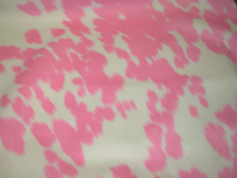 TELA DE TAPICERÍA ROSA ANIMAL LOCURA UBRE ESTAMPADO VACA GAMUZA IMITACIÓN 11 YARDAS POR MENOS Foto 3 de 3