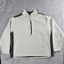Eddie Bauer Reversible Long Sleeve 1/4 Zip Sweater Womens Size XL Gray/Cream