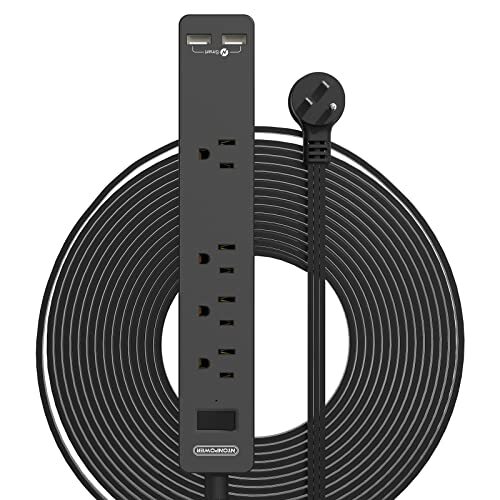 Long Extension Cord 15 Ft, NTONPOWER Ultra Thin Flat Extension Cord Under Car...-image
