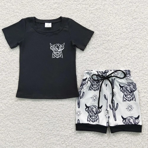 Sibling Boys Brother Clothing Summer Cowboy Western Shorts Set - Picture 4 of 13