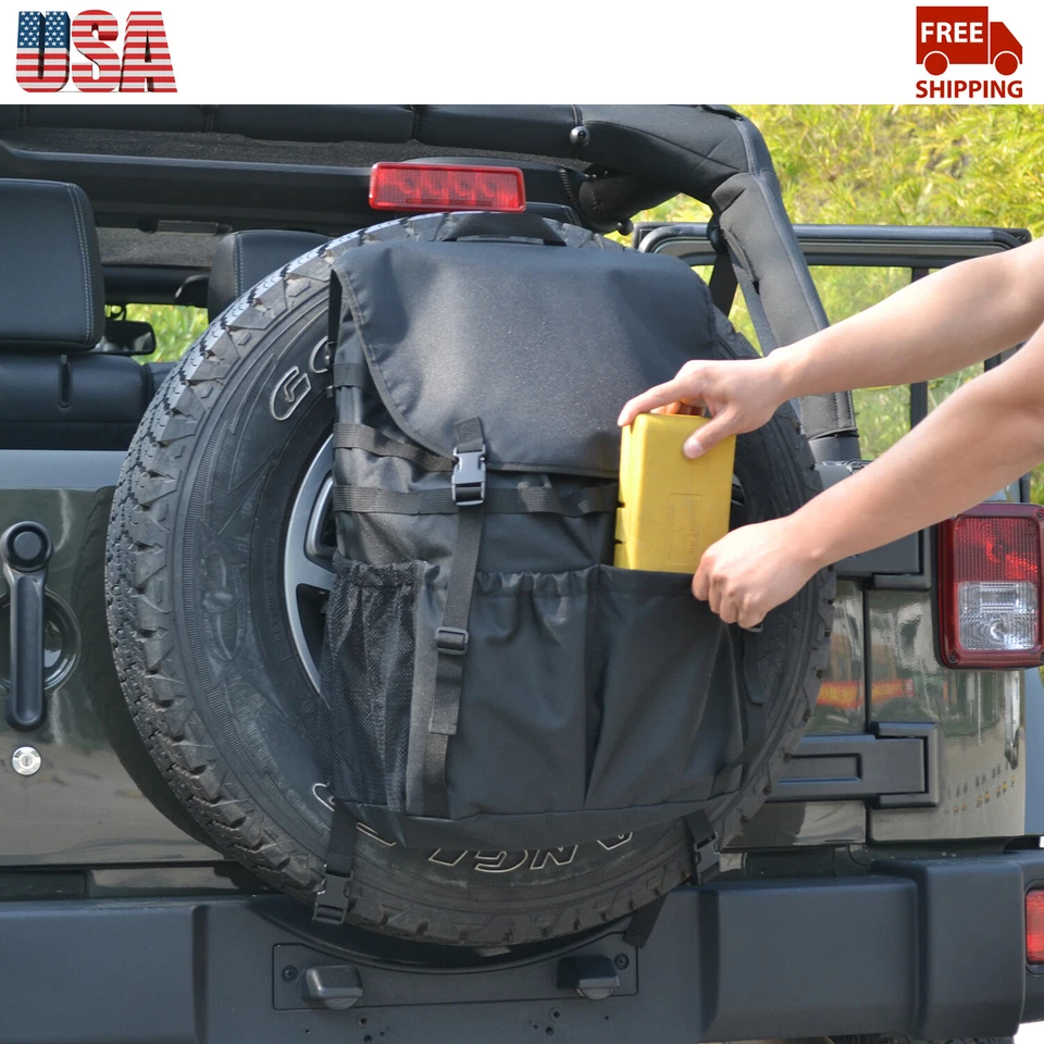 For Jeep Wrangler JK JL 4XE 07+ Upgraded Larger Capacity Offroad Spare Tire Bags Foto 3 de 4