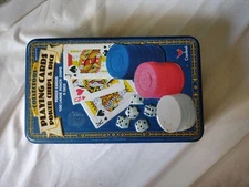 collector playing cards poker chips and dice tin