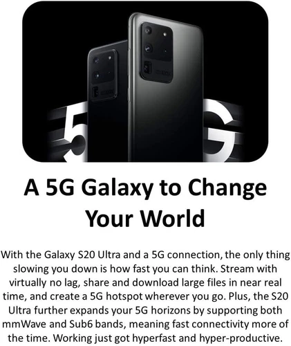 Samsung Galaxy S20 Ultra 5G SM-G988U - 128GB Unlocked Cosmic Black Gray Open Box - Picture 11 of 19