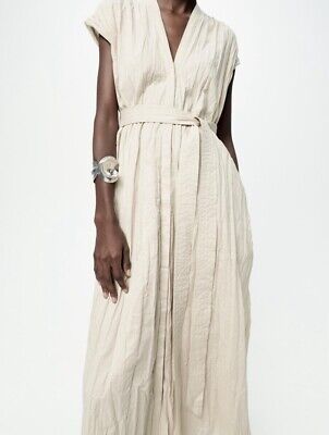 ZARA NWT WOMAN SS24 ZW COLLECTION BELTED WRINKLED DRESS ZARA NWT WOMAN SS24 ZW COLLECTION BELTED WRINKLED DRESS
