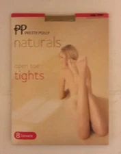 PRETTY POLLY OPEN TOE TIGHTS STOCKINGS LARGE BEIGE