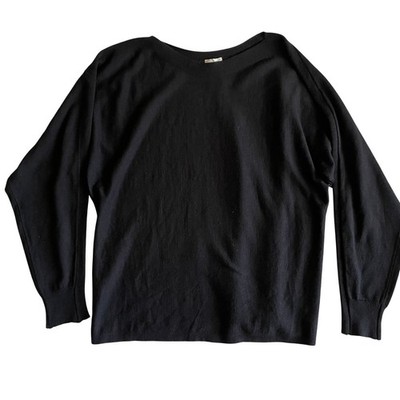 Yarn & Sea Womens Black Viscose Blend Oversized Long Sleeve Sweater XL Top