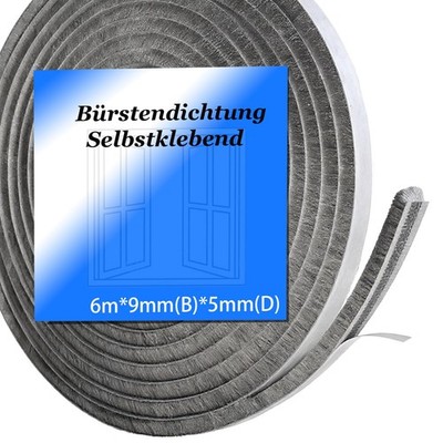 6M Bürstendichtung Selbstklebend,9 mmB x 5 mmD Bürstendichtung für Rolladen,F...
