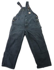 CARHARTT USA R01 42 x 29 Black Canvas Duck Double Knee Carpenter Overalls