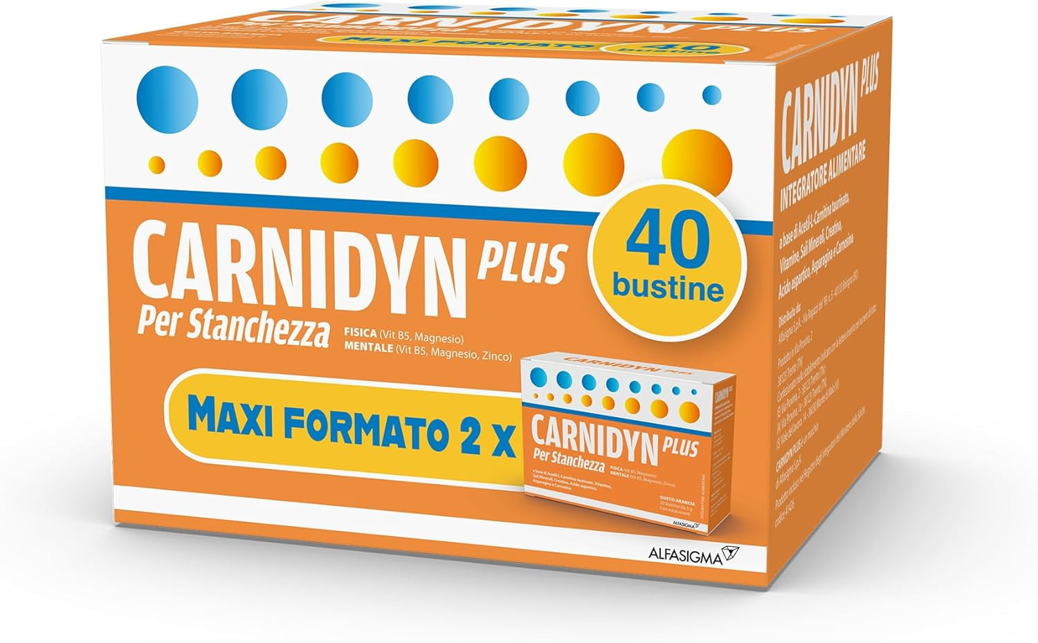 Integratore Energetico Carnidyn Plus con Carnitina e Zinco 20 bustine
