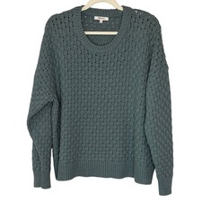 Madewell Basket Weave Textured Knit Crew Neck Sweater Slate Blue Size Large